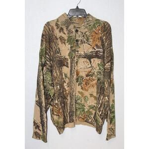 Vintage Saftbak Camo Pullover Sweater Mens XL Henley Button Timber Hunting